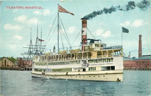 c1910 Printed Postcard Floating Hospital Ship Boston MA posted