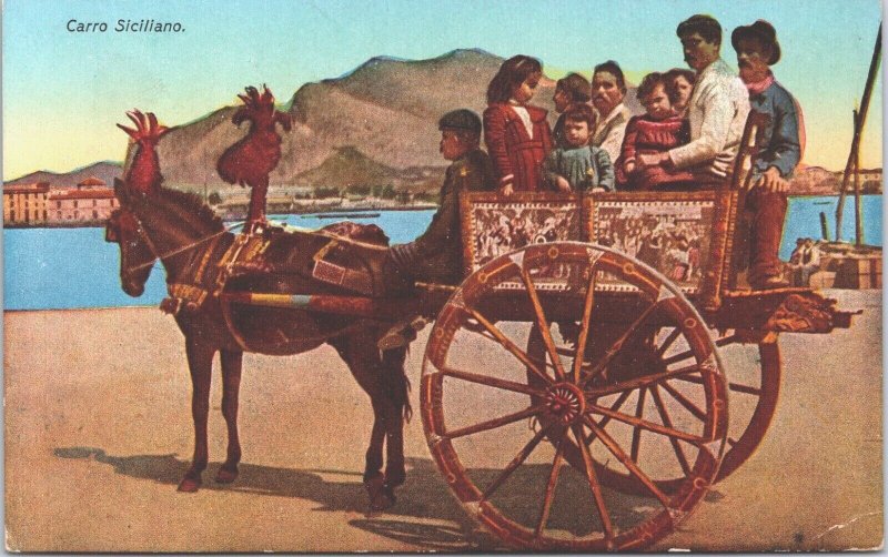 Italy Carro Siciliano Sicily Vintage Postcard 04.14