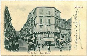 CARTOLINA d'Epoca: MESSINA Città: VIA GARIBALDI 1901