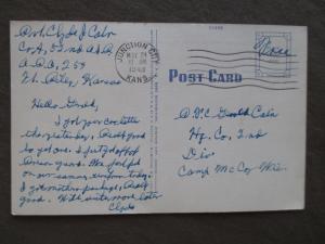 1943 USA Soldiers Field Post Stampless Postcard- Camp Forsyth, Ft Riley KS (WW5)