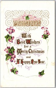 1911 Christams With Best Wishes and A Happy New Year Posted Postcard