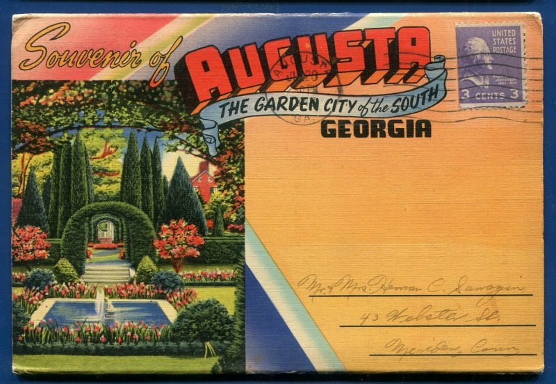 Augusta Georgia ga Garden City of the South Postcard Folder #1