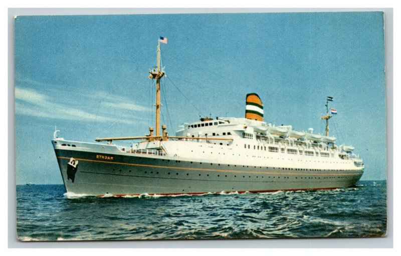 Vintage 1940's Postcard Holland-America Lines SS Ryndam Passenger Ship