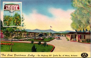 Linen Postcard The Lost Dutchman Lodge 560 South Mesa Blvd in Mesa, Arizona