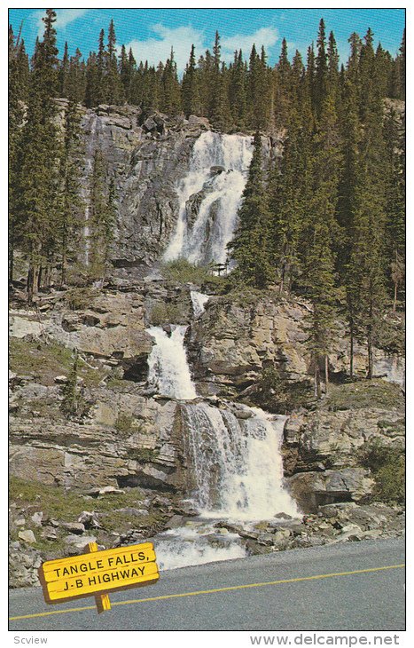 Tangle Falls Along the Jasper-Banff Highway, Banff, Alberta, Canada, 40´s-60´s