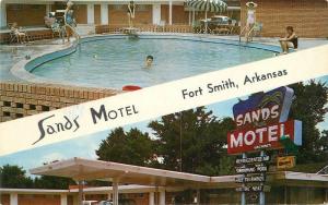 Baxtone Ft Smith Arkansas 1950s Sands Motel pool Postcard 188