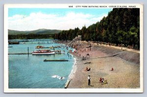 J96/ Coeur d'Alene Idaho Postcard c1910 City Park Bathing Beach Slide  272