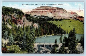 Beartooth Lake Montana Postcard Butte On The Beartooth Hi-Way c1920s Antique