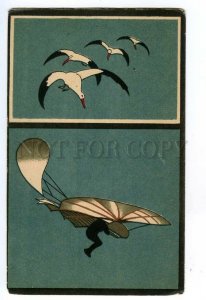 497325 HISTORY AVIATION Otto Lilienthal and the storks Vintage russian game card