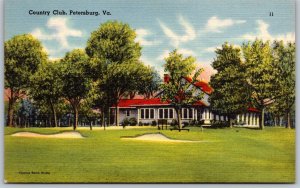 Vtg Petersburg Virginia VA Country Club Golf Course 1940s Linen View Postcard