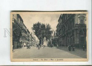 472921 Italy Catania Etna street Garibaldi monument shops Vintage postcard