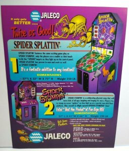 Spider Splattin Arcade FLYER Jaleco Spider Stompin 2 Original NOS Redemption