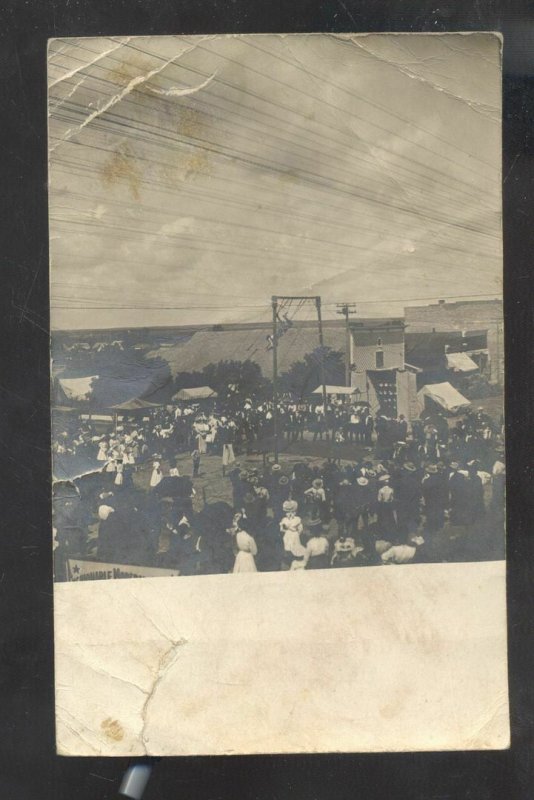 RPPC WINNETOON NEBRASKA STREET CARNIVAL DOWNTOWN REAL PHOTO POSTCARD