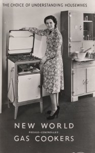 New World 1920s Gas Cookers Oven Real Photo Old Advertising Postcard