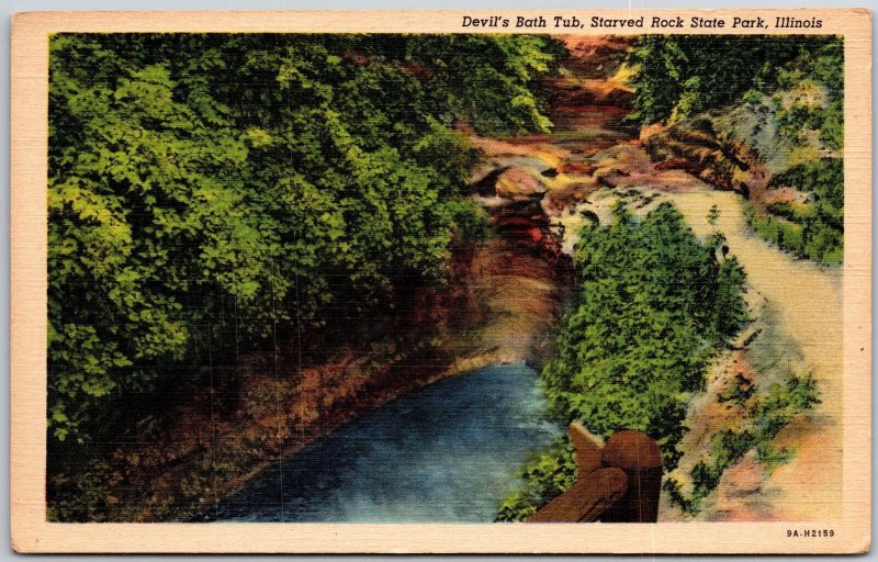 Illinois ILL, Starved Rocks State Park, Devil's Bath Tub, Vintage Postcard