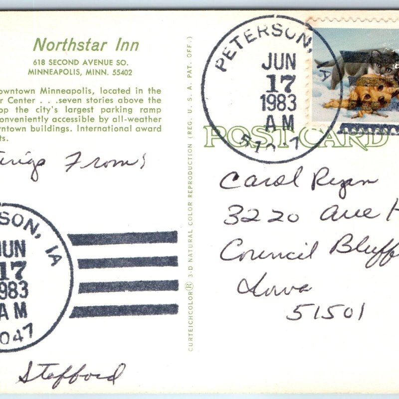 1983 Peterson, IA Post Office Cancel Postcard Town USPO Postal History A267