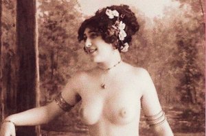 HR-16 - A Semi-Nude French Lady Posing in Paris Picture Postcard.