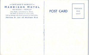 1930s Harrison Hotel Chicago Illinois Map Postcard