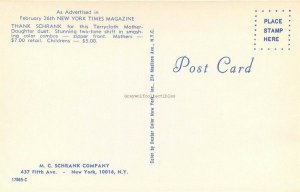 Advertising Postcard, NY, New York City, M.C. Schrank Company, Two Tone Shift
