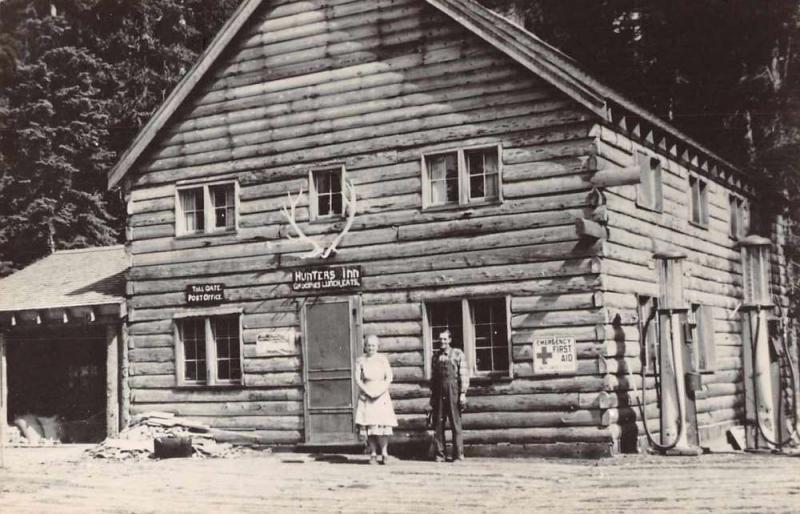 Hunters Inn Grocery Service Station Post Office Real Photo Postcard J71882