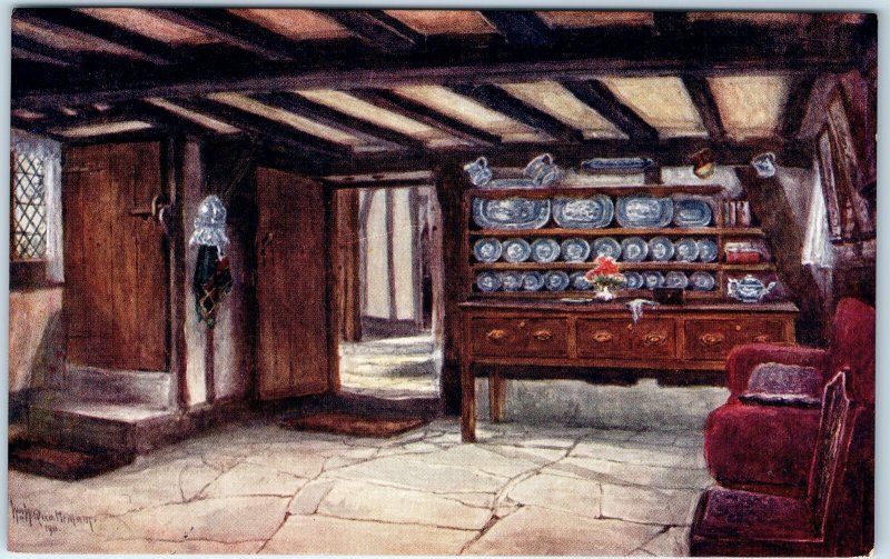 c1910s Stratford-upon-Avon, England Anne Hathaway's Kitchen Interior PC A342
