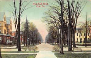 Erie Pennsylvania~West Sixth Street~Church on Left~1912 Postcard