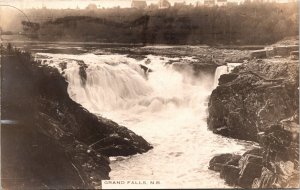 RPPC Postcard NB Grand Falls St. John River Cottages in the Background 1917 S104