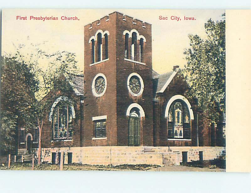 Unused Divided Back CHURCH SCENE Sac City Iowa IA hs7445