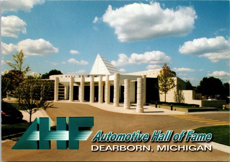 VINTAGE CONTINENTAL SIZE POSTCARD AUTOMOBILE HALL OF FAME DEARBORN MICHIGAN