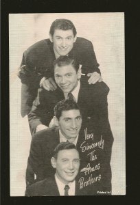 Very Sincerely The Ames Brothers Printed in USA Black & White Card Blank Back