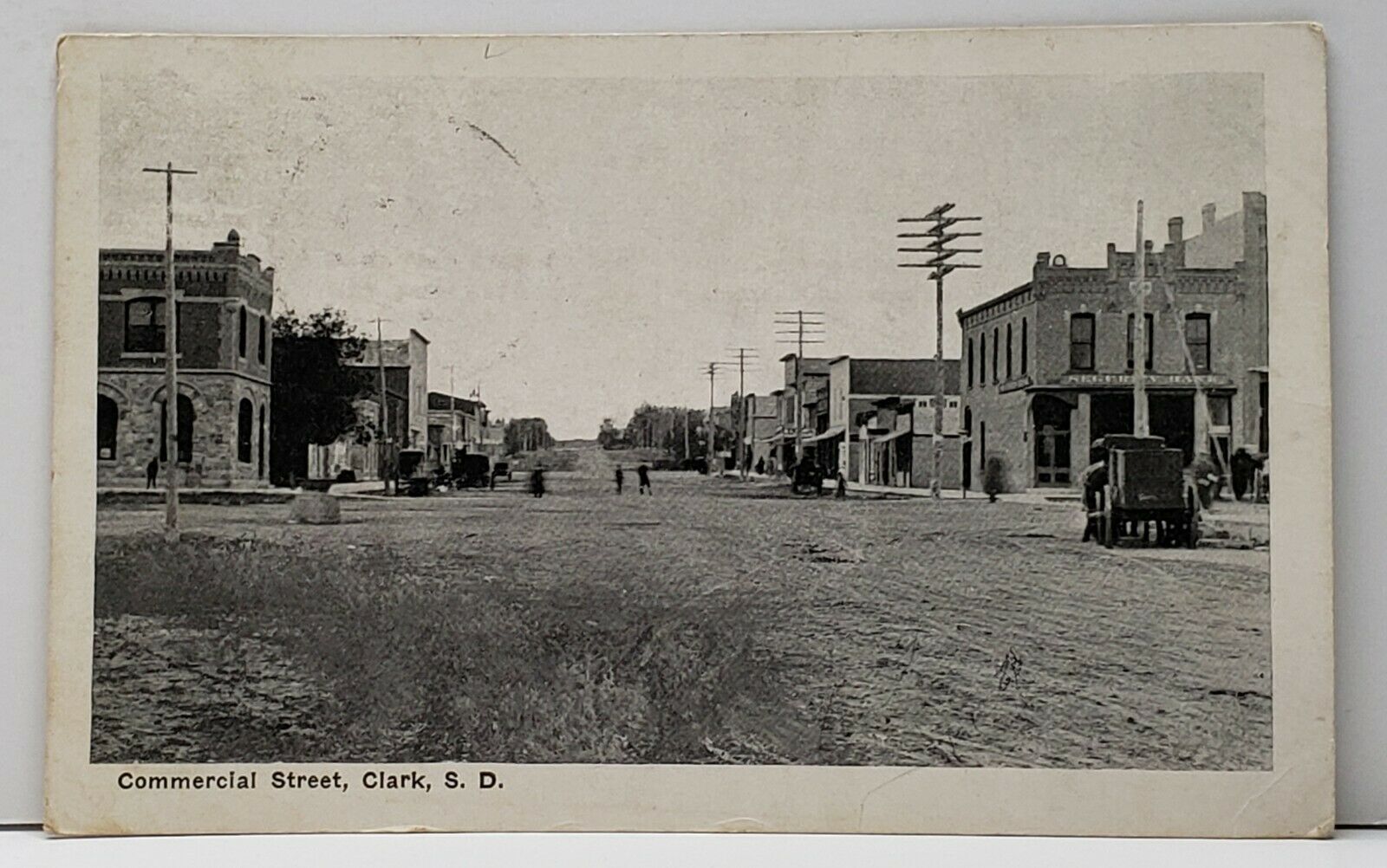 Clark South Dakota Commercial Street Scene 1909 Dirt Roads Horse