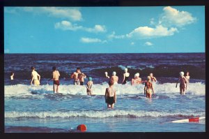 Misquamicut, Rhode Island/RI Postcard, Surf Bathers, Crashing Waves