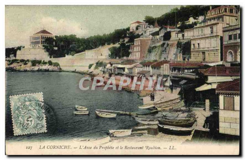 Postcard Old Corniche Anse du Prophete and Restaurant Roubion