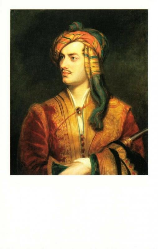 Lord Byron English Poet Portrait by Thomas Phillips Art Postcard