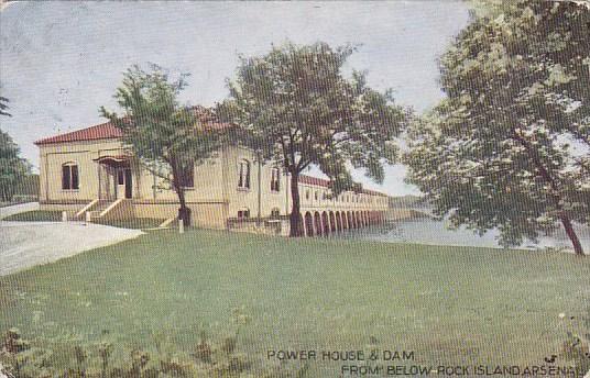 Illinois Rock Island Power House & Dam From Below Rock Island Arsenal 1916