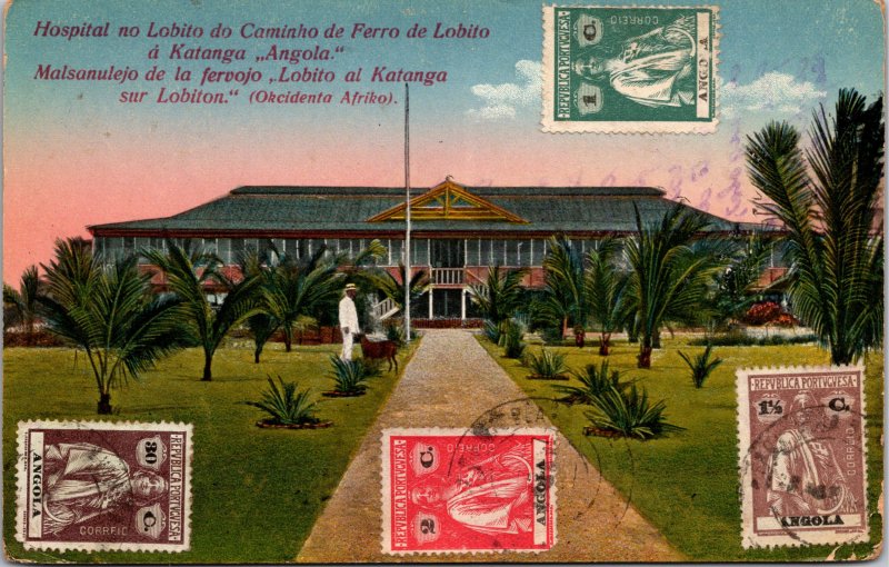 Portuguese Angola Hospital Katanga Multi Franked Postcard used 1927