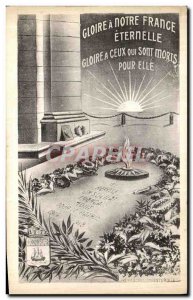 Old Glory Post Card to Our Eternal Army Unknown Soldier France Paris