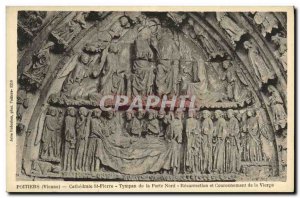 Old Postcard Poitiers Cathedrale St Pierre Tympanum of the North Gate Resurre...