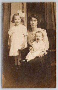 Sweet Mother With Her Children RPPC Studio Photo Postcard Y28