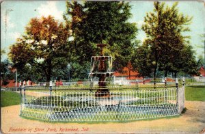 Fountain in Starr Park, Richmond IN Vintage Postcard P78
