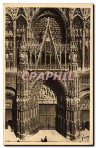 Old Postcard Rouen Seine Inferieure of the Cathedral Portal Detail