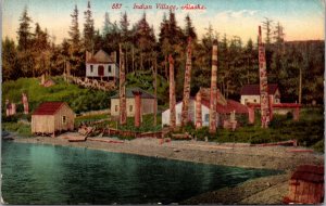 Postcard Waterfront View of an Indian Village in Alaska