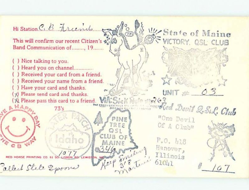 Pre-1980 RADIO CARD - CB HAM OR QSL Lewiston Maine ME AH2889@