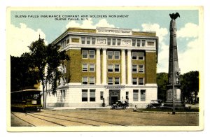 NY -  Glens Falls. Soldiers' Monument & Glens Falls Insurance Co