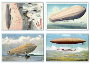 Lot Of 4 Antique Raphael Tuck Zeppelin Airship Themed Postcards