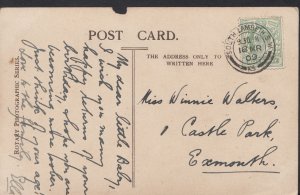 Genealogy Postcard - Walker or Walkers, 1 Castle Park, Exmouth, Devon A1179