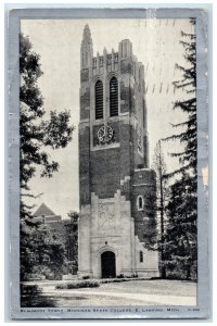 1938 Beaumont Tower Michigan State College E. Lansing Michigan MI Postcard