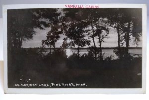 Pine River Minnesota Vandalia Cabins Norway Lake Real Photo Postcard RPPC Sunset