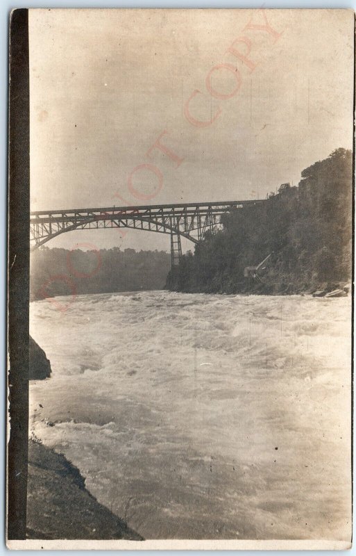 c1910s Niagara Falls Bridges RPPC Cantilever Steel Arch Real Photo Postcard A93
