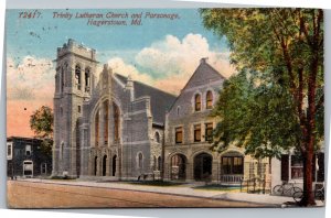 Postcard MD Hagerstown Trinity Lutheran Church and Parsonage